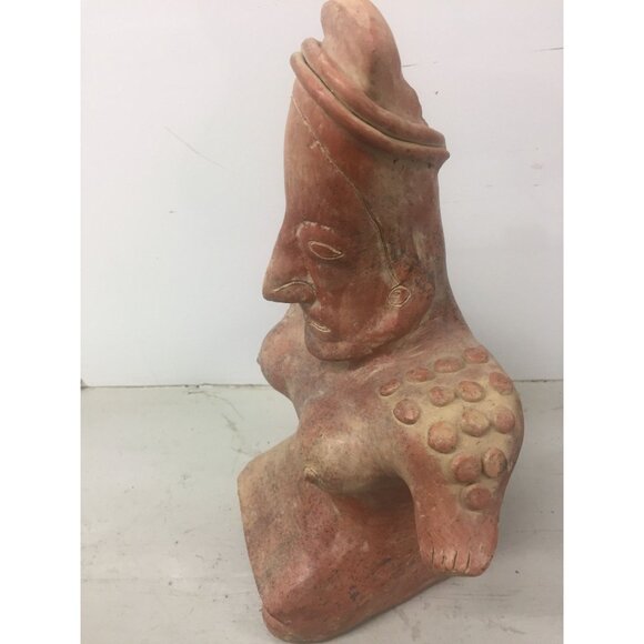 Vintage 1973 Ceramic Terracotta Mayan Figurine Female with A Large Chest Made In - Picture 7 of 10